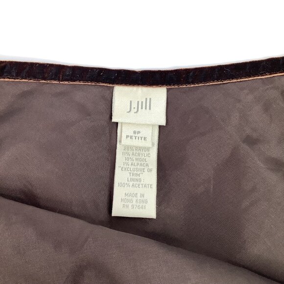 J. Jill Size 8P Elegant Brown Striped A-Line Skirt Tapestry Style Preppy Office - Picture 6 of 8